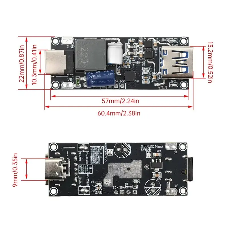 Y47A 100W Fast Charging Module Car Desktop Motherboard, PD3.0 QC4+ Multi-Protocol USB C Board DC 6-30V