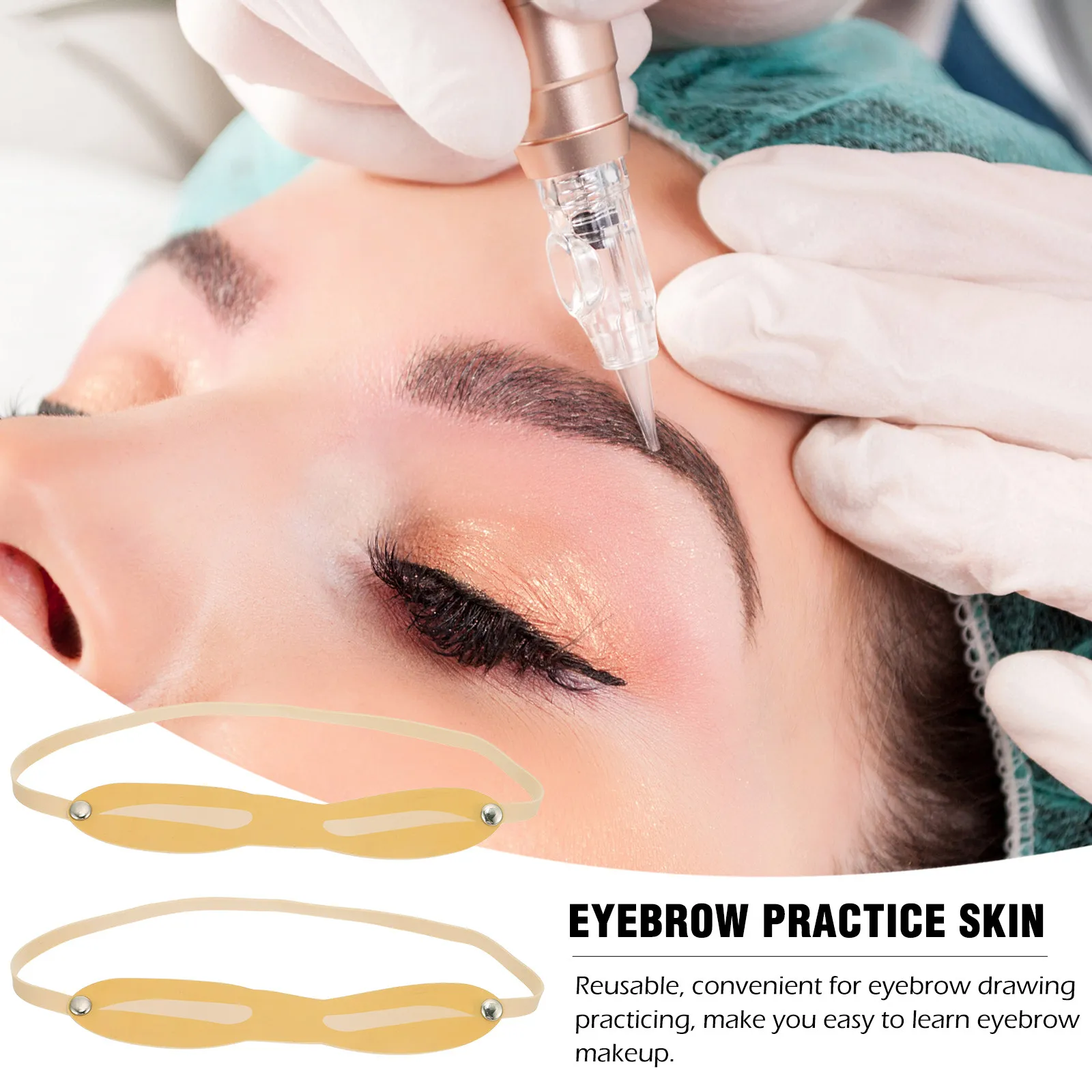 

10Pcs Artificial Eyebrow Practice Skin Premium Workmanship Headband for Eyebrow Design Training Lightweight Reusable False Skin