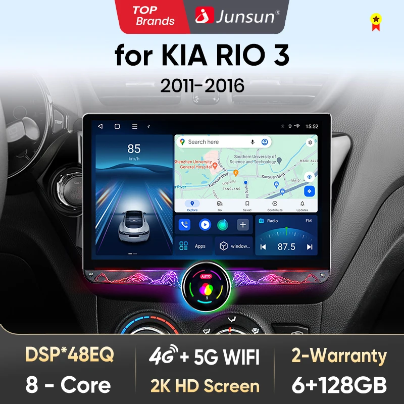 

Junsun V1 AI Voice Wireless CarPlay Android Auto Radio for KIA RIO 3 2011 2012-2016 4G Car Multimedia GPS 2din autoradio