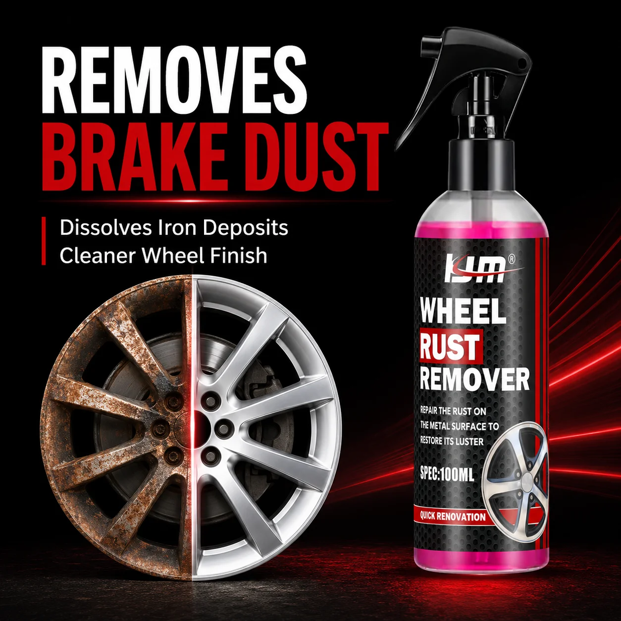 Wheel Cleaner Alloy - น้ำยาทำความสะอาดล้อรถยนต์ KJM สำหรับทำความสะอาดขอบล้อ คราบเบรก คราบเหล็ก คราบสนิม