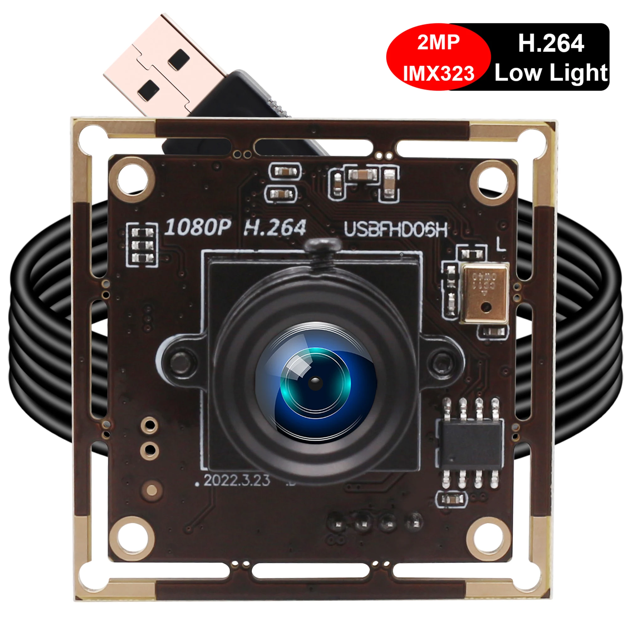 ELP 2MP IMX323 Low Light USB Camera Module HD 1080P H.264 30fps Mini Video Camera With Audio Microphone For Video Conference