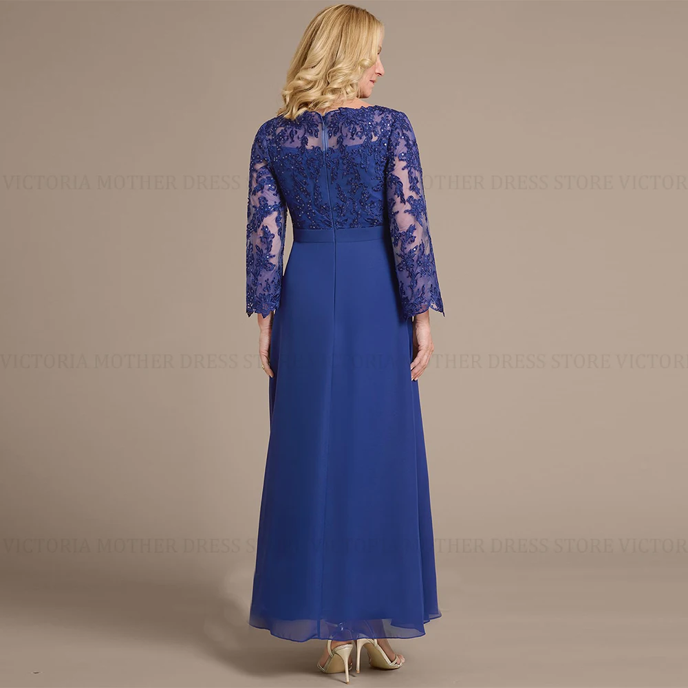 VICTORIA Royal Blue exquisito vestido de encaje de gasa para madre de la novia, línea A, lentejuelas cuadradas, cuentas, vestidos de fiesta de boda para invitados