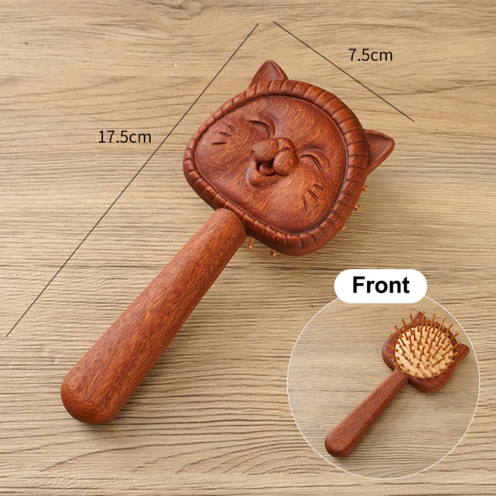 Fox Cat Shape Sandalwood Hair Comb Relieve Scalp Anti Static Airbag Comb Air Cushion Portable Massage Comb Hair Care