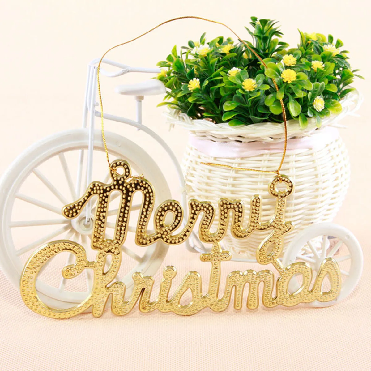 

10 Cm English Letter Plate Christmas Decorations Tree Hanging Ornaments Lattice Golden for Home