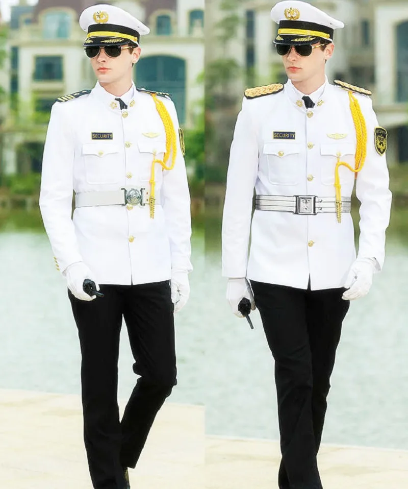 Hotel Security White Coat + Black Pants Set Property Sales Department Property Concierge Uniform Jacket Trousers Suit in043