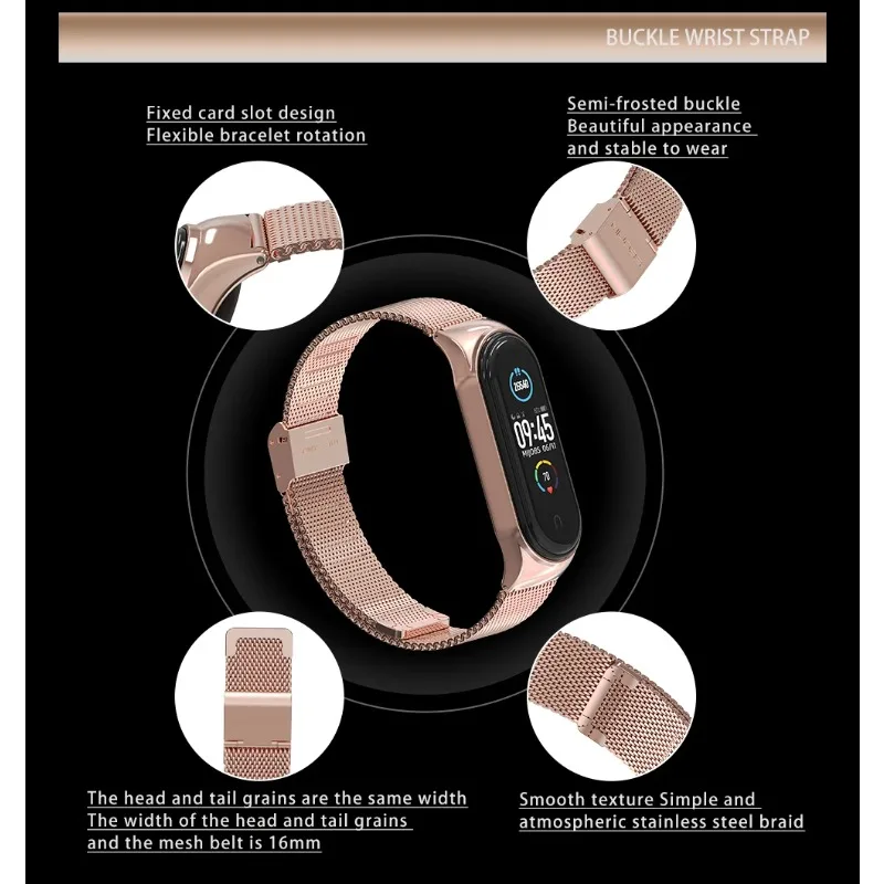 Correa Milanesa de Lujo para Xiaomi Mi Band 6 5 4 3, Brazalete Metálico Inteligente para Mi Band 3 4 5 6, Correa Inteligente