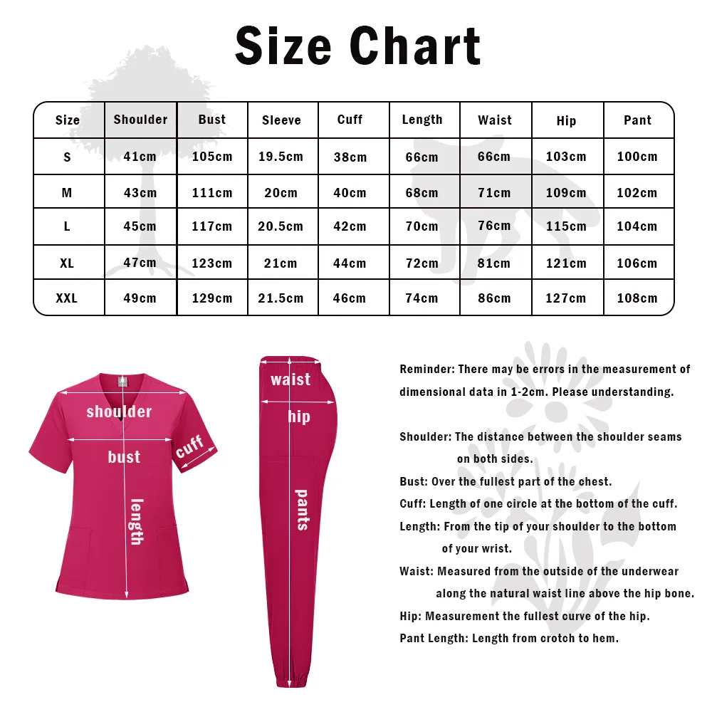 의료 유니폼 여성 작업복 스트레치 스크럽 세트 간호사 스크럽 간호사 액세서리 v 넥 반팔 스트레이트 맨 바지 세트