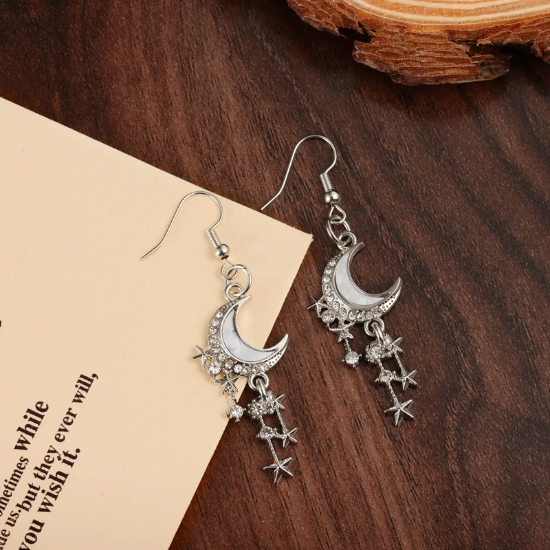 أقراط Y2K المبتكرة المخصصة على شكل قمر ونجمة، مناسبة للنساء لارتدائها، هدية عيد الحب