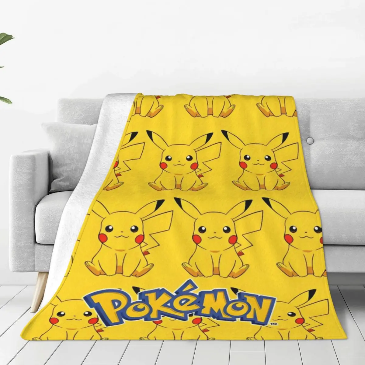 Pokemon Pikachu Anime Flannel Blankets Cute Cartoon Game Throw Blankets for Home Bedspread Lightweight Thin