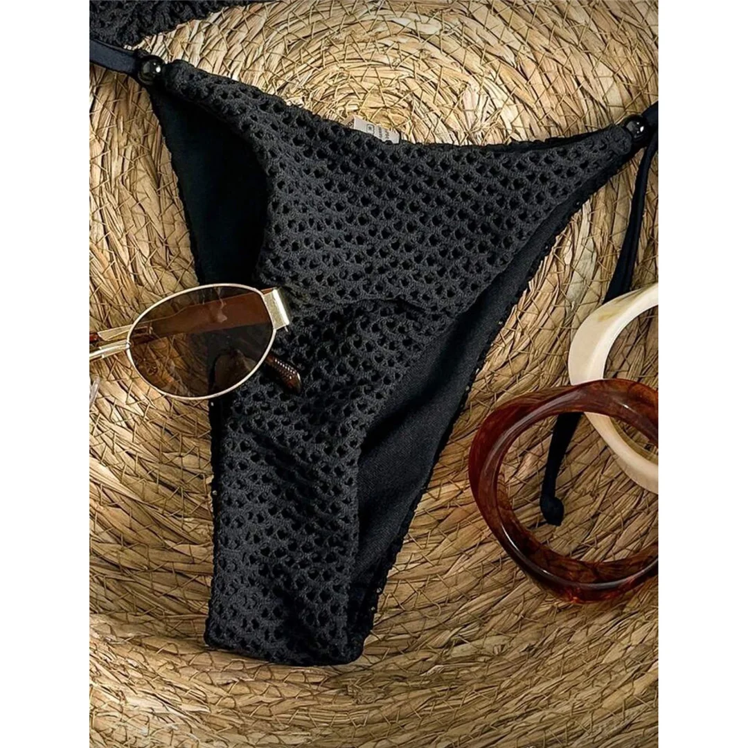 Zweiteiliges Bikini-Set mit Trägern, hohem Beinausschnitt, Badeanzug, Badebekleidung, aushöhlendem Design, Neckholder-Bikini, Damen-Badeanzug, Damen-Badebekleidung M126 – Detail 11