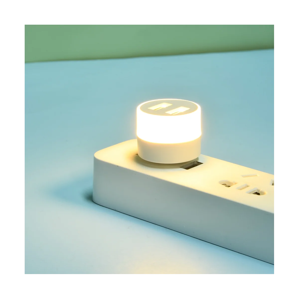 USB Plug Lamp Computer Mobile Power Charging USB Small Book LED Eye Protection Reading Round Night Light,Warm Light