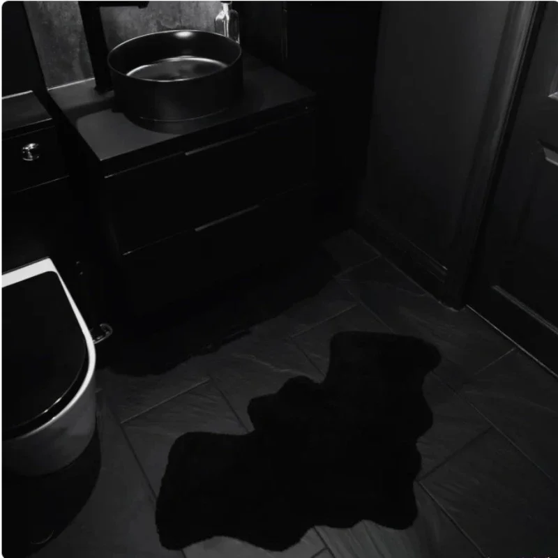 سجادة حمام على شكل خفاش لتزيين الهالوين، سجادة أرضية سوداء غير قابلة للانزلاق لغرفة المعيشة، سجادة ديكور داخلي للهالوين