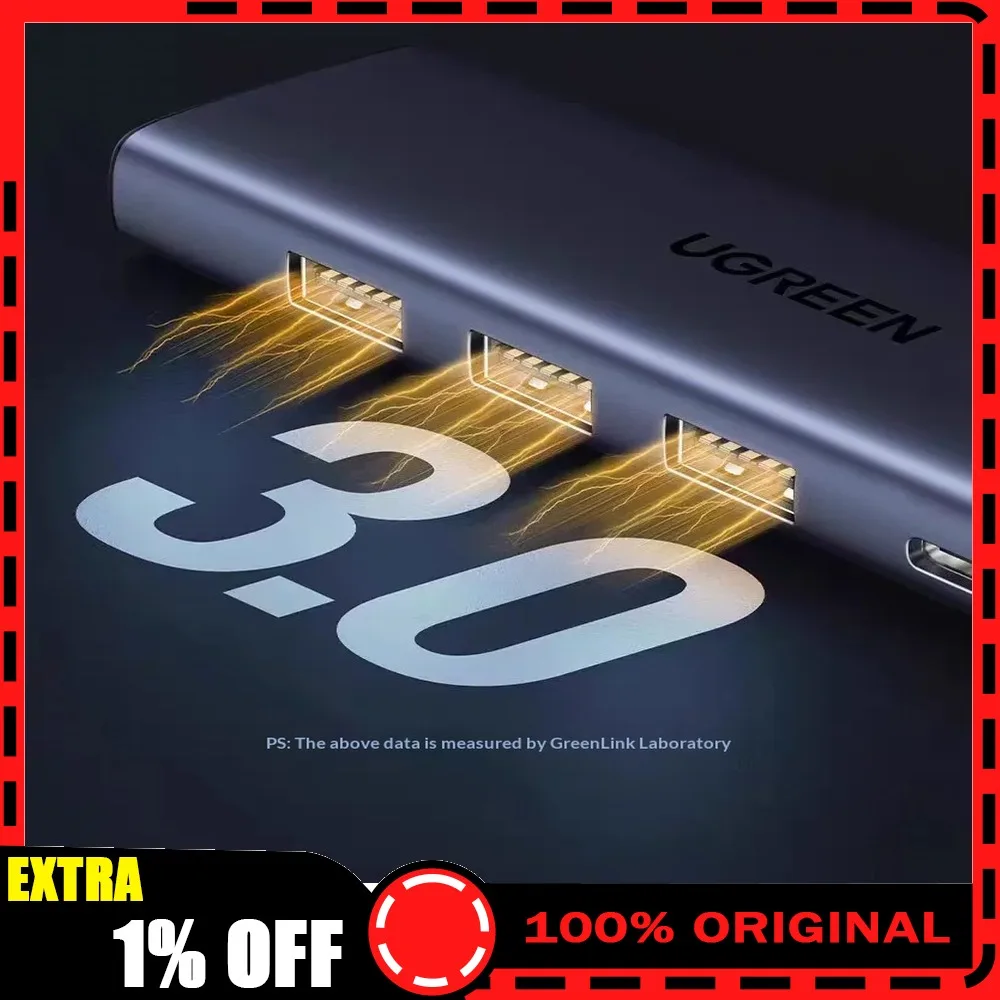UGREEN CM511 15596 Revodok 5 in 1 USB C Hub 4K HDMI 100W PD 3 USB 3.0 Multiport Adapter for MacBook iPad Laptop