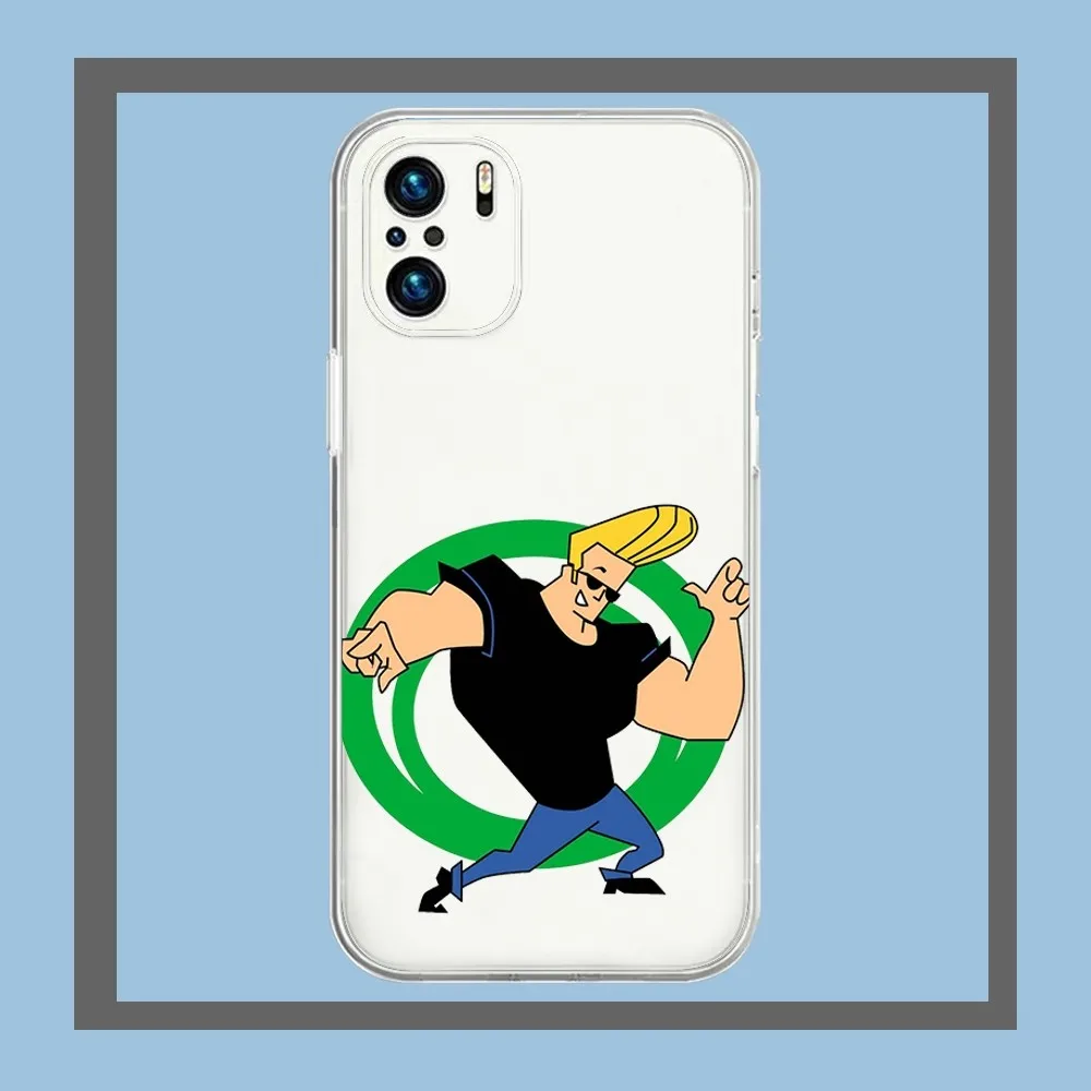 Cartoon J-Johnny Bravo Phone Case For Xiaomi 11 Redmi Note 11 5G 8T 9A 9 10T Note8Pro Note9 12SUltra Transparent Case