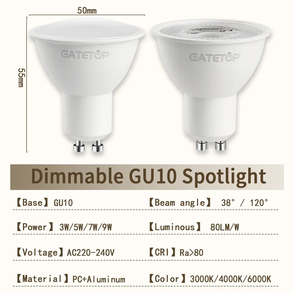 8pcs GU10 LED Bulbs Dimmable Warm Cold White,50W Equivalent 5W 7W 9W Track Light Bulb,Spot Light Bulb for Recessed Lighting - view 2