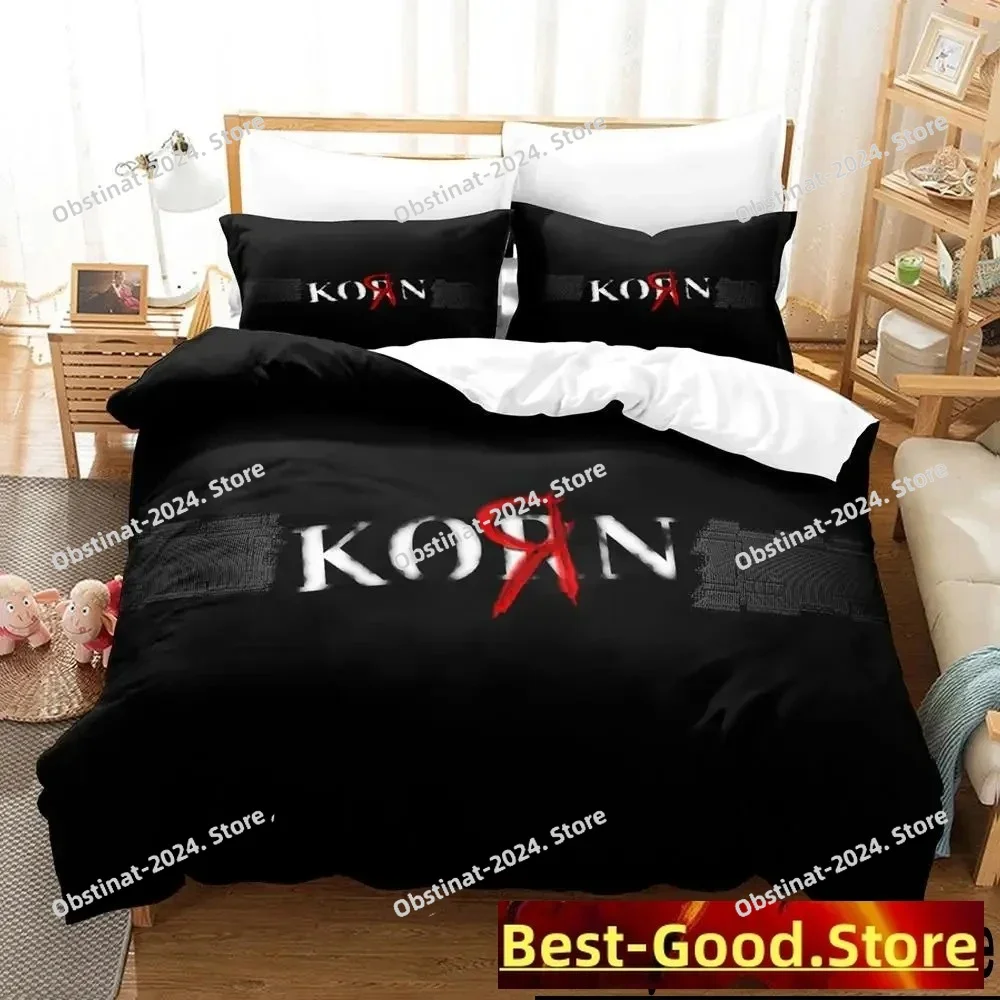 

3D Print Korn Rock Band Bedding Set Printed Bed Set Duvet Cover Sheet Pillowcase Soft Quilt Cover Full Queen King Size Bedroom