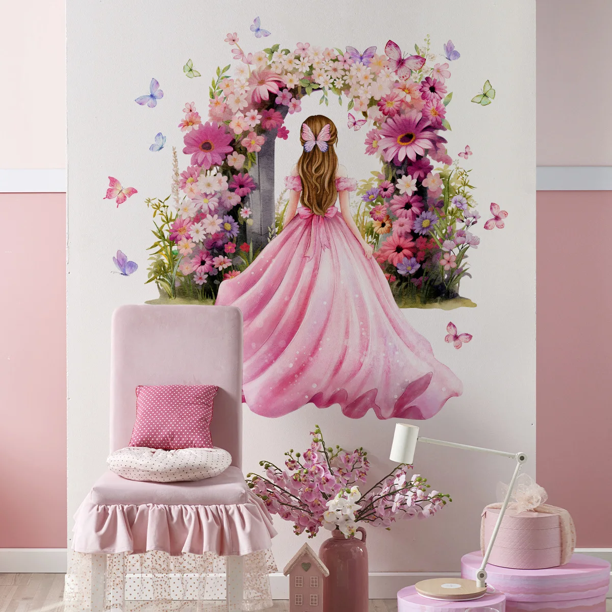 Wedding Girl Decorative Vinyl Tile Child Wall Stickers For Girl Room Decor Wall Decor Adhesive Wallpaper Bedroom Accessories