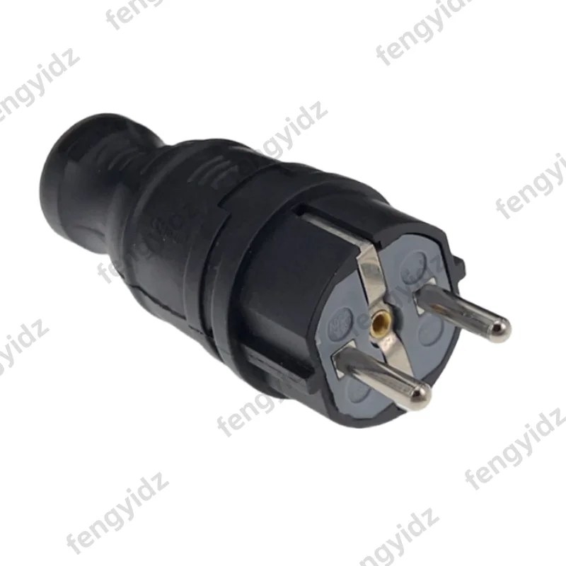 EU Gummi Wasserdichte Steckdose Stecker Elektrische Geerdete Europäischen Stecker Mit Abdeckung IP54 Für DIY Power Kabel Kabel 16A 250V