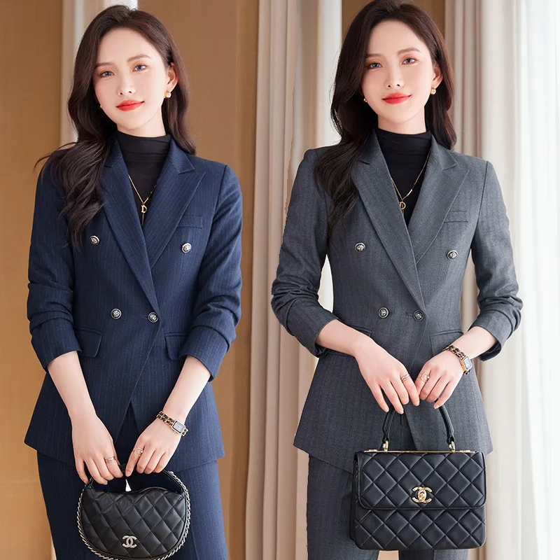 

Long Sleeve Business Wear Suit Blazer Temperament Women's Clothing Striped Business Workwear Workwear Casual Fashion Set