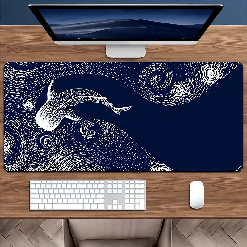 

Очень большой игровой коврик для мыши с абстрактным изображением кита — толстый, нескользящий, моющийся резиновый коврик для стола для геймеров и офиса