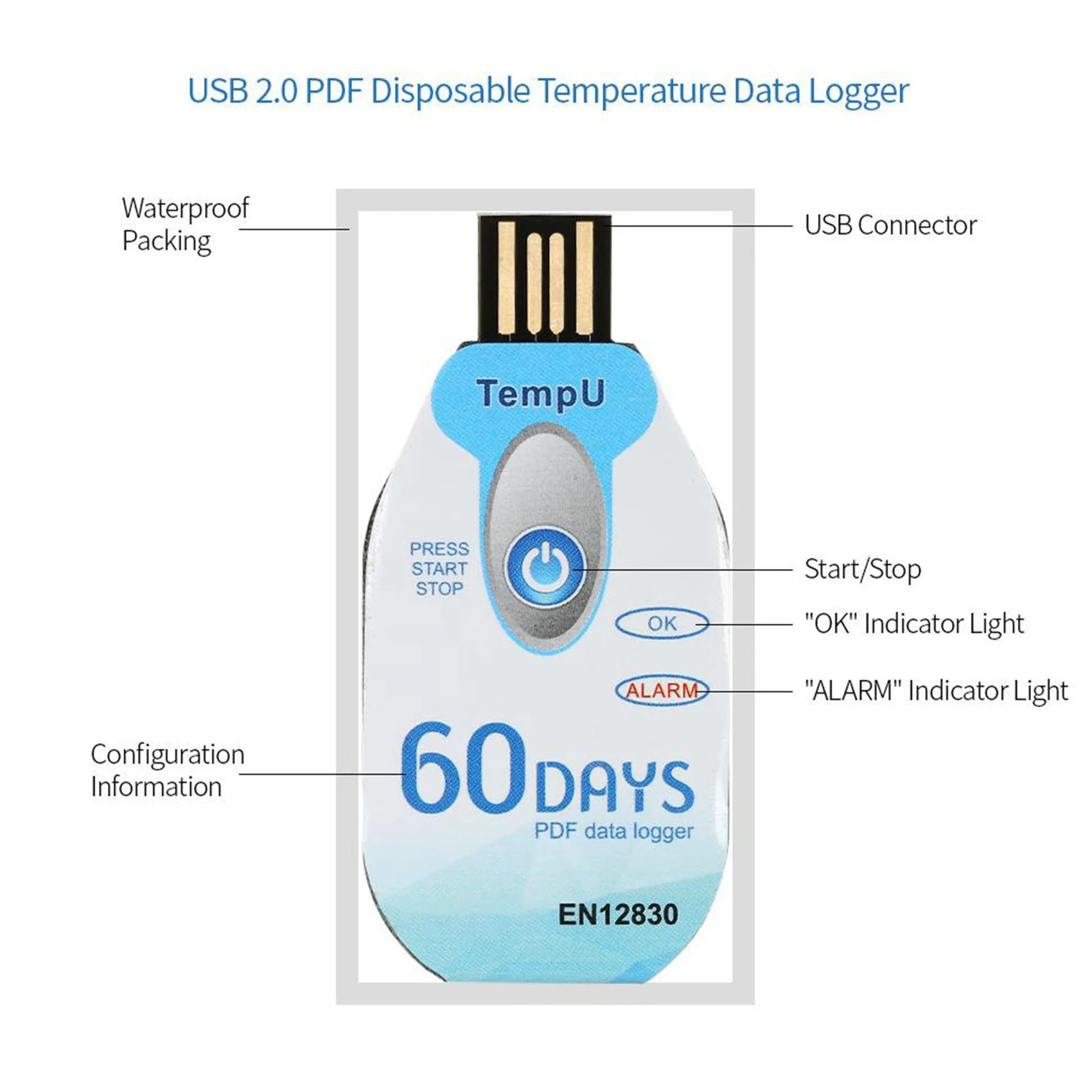 

LBER USB Temperature Data Logger PDF Disposable Cold Chain Temperature Recorder 10000 Points For Medicine