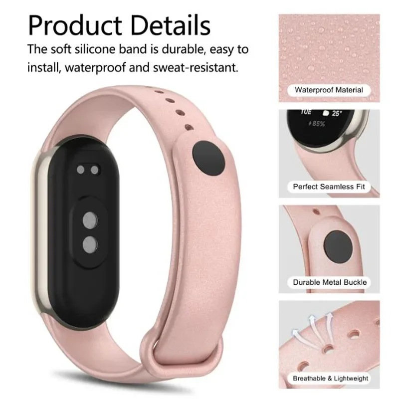 Ремешок для Xiaomi Mi Band 9, 8, 7, 6, 5, 4, 3, силиконовый браслет для умных часов, браслет из ТПУ, водонепроницаемый многоцветный сменный ремешок на запястье