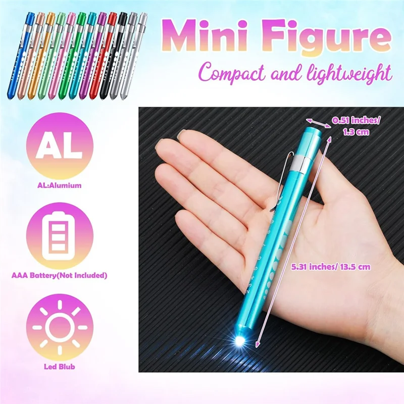 

24 Pack C For Nurse Reusable Pen Light With Pupil Gauge, Colorful Nurse Replacement With Pocket Clip-Hot Parts