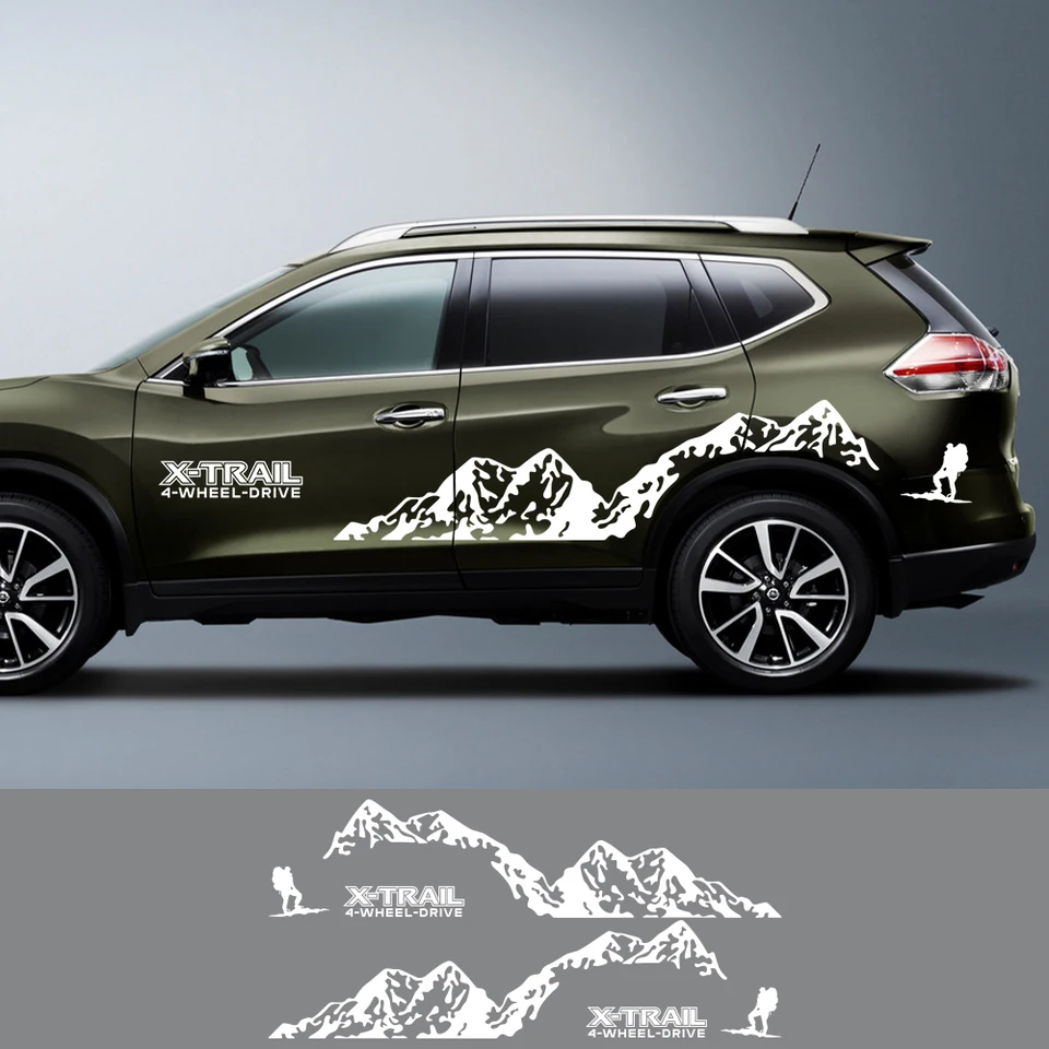 日産x-トレイル、登山スポーツのピークグラフィック、ビニールフィルム 