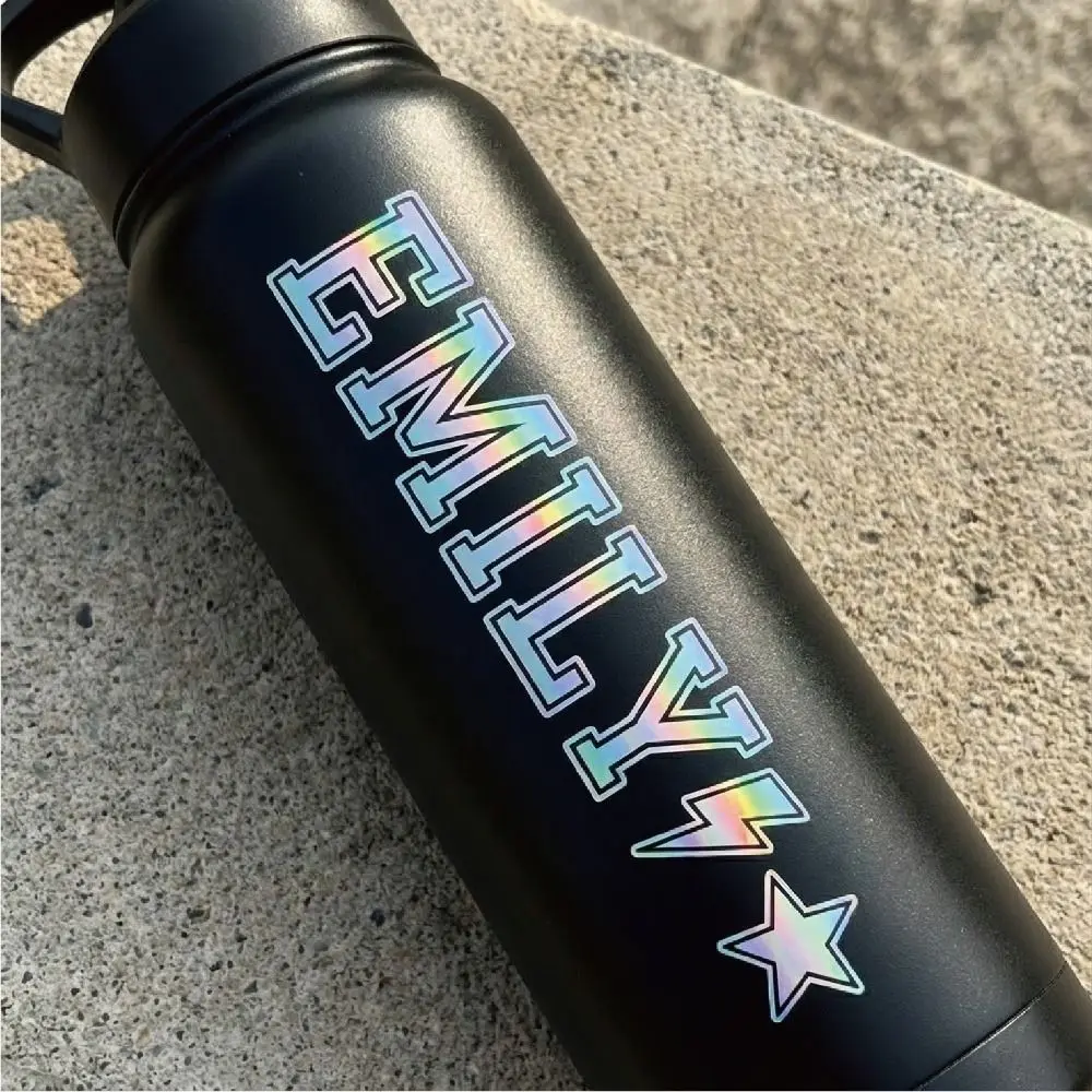 Easily Recognizable Laser Letter Stickers Water Cup Decoration Self Adhesive Reflective Stickers Multifunction