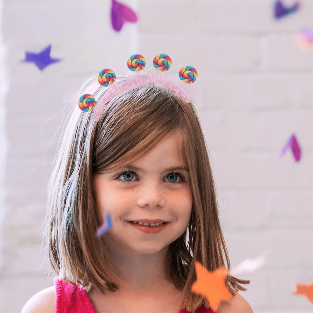 

2Pcs Lollipop Headbands Pink Cartoon Hairband Sweet Birthday Party Accessory for Girls Kids Holiday Headbands for Women