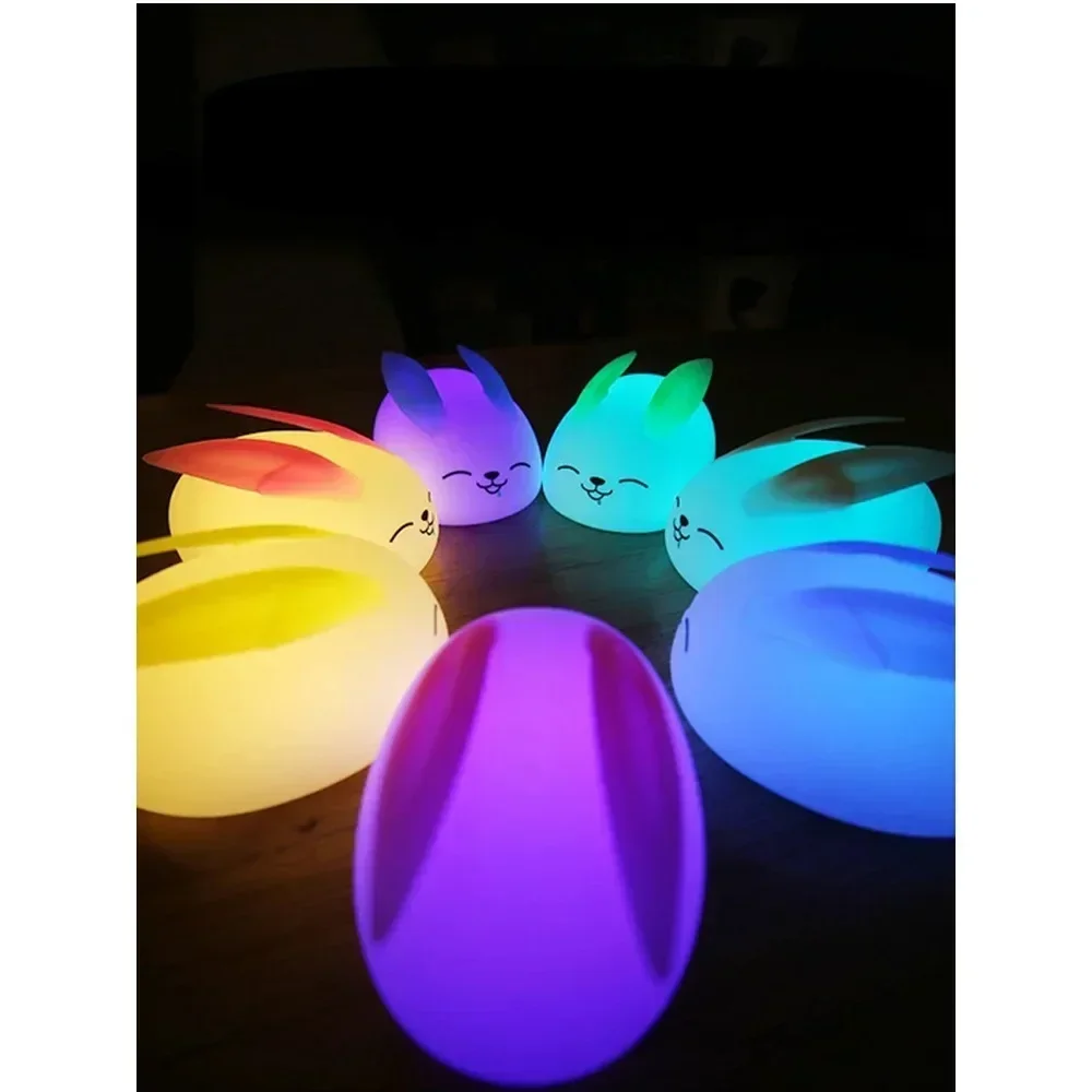 New Cartoon Animation Creative Gift Bedroom Bedside Rabbit Silicone Night Light LED Decoration with Sleeping Table Lamp