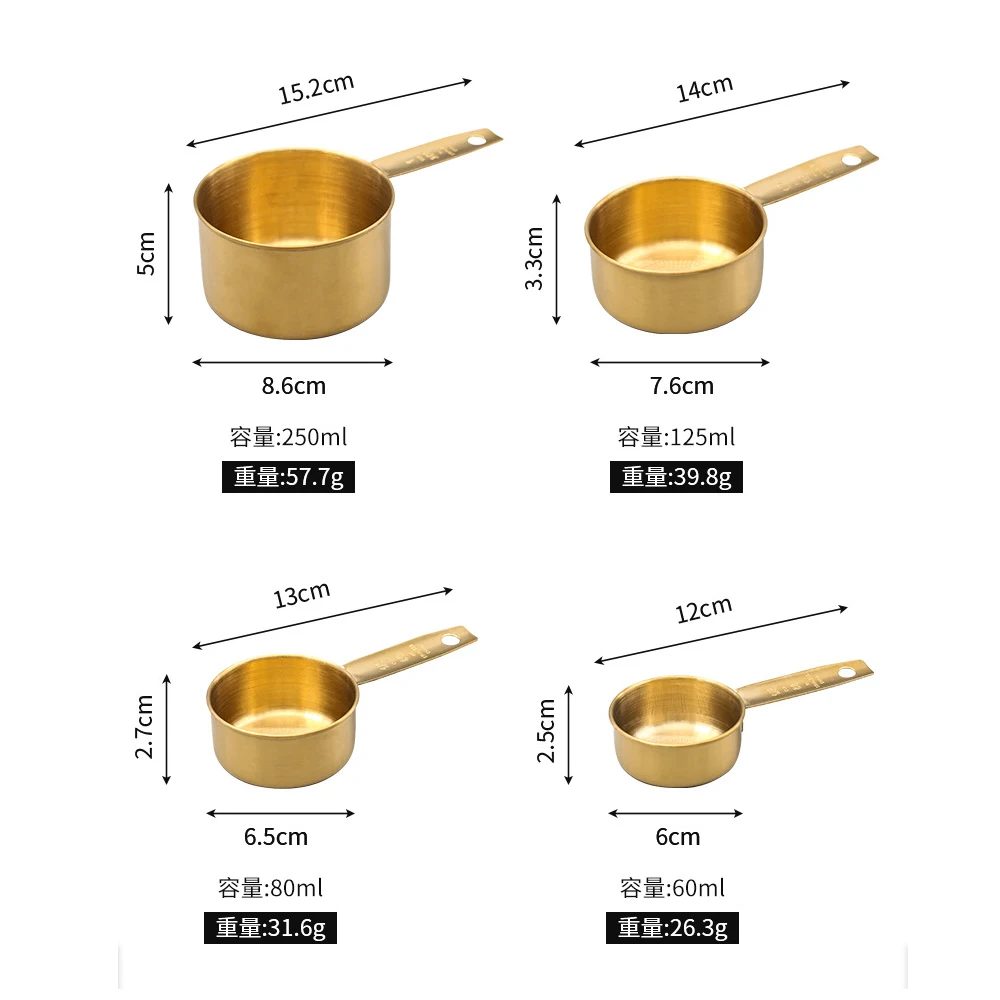 4 szt. Wysokiej jakości miarka ze stali nierdzewnej zestaw miarek miarka do pieczenia akcesorium kuchenne do domu łyżeczki do kawy soli