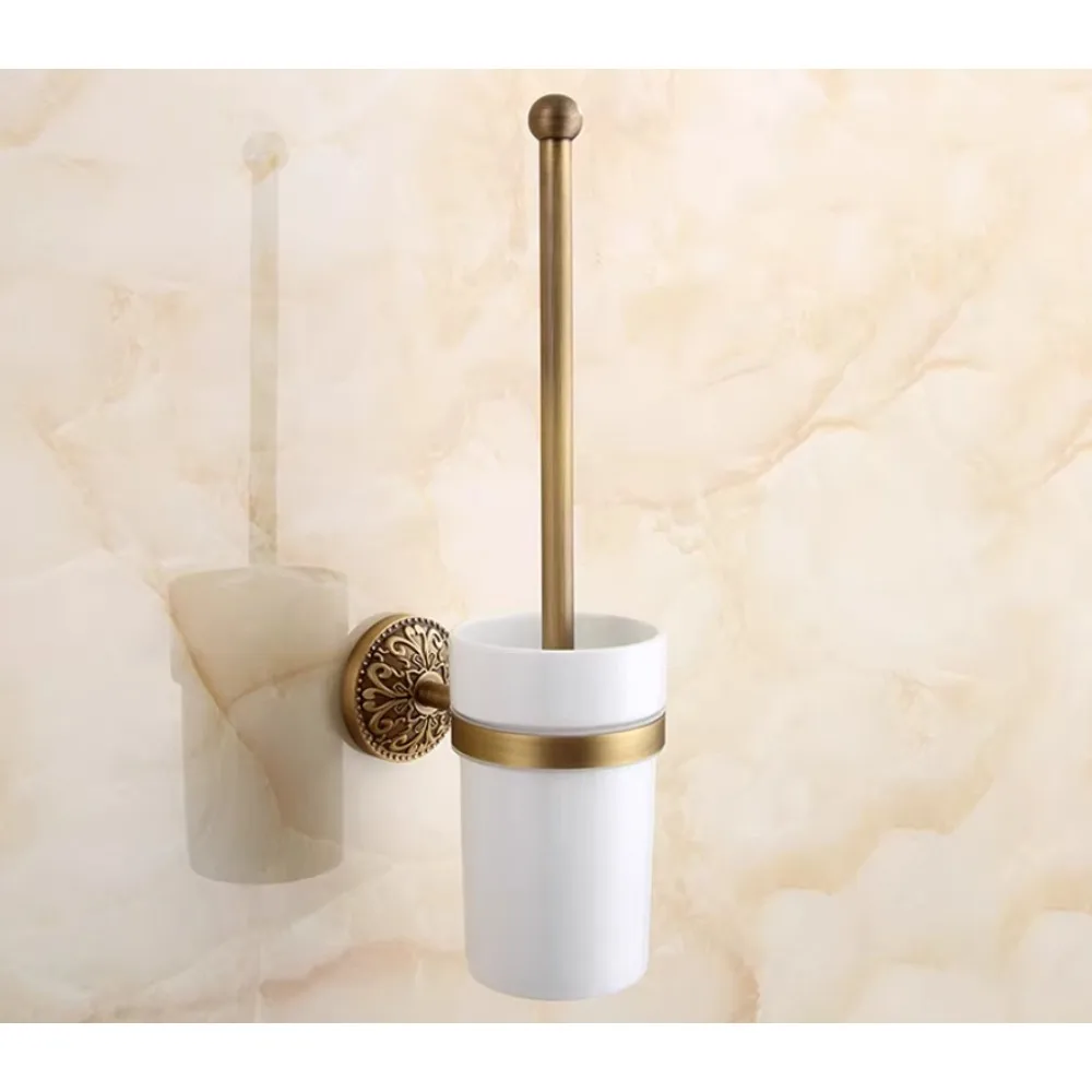 

Настенный стеллаж для хранения в ванной комнате для небольшой квартиры, медный держатель для туалетных щеток в стиле ретро