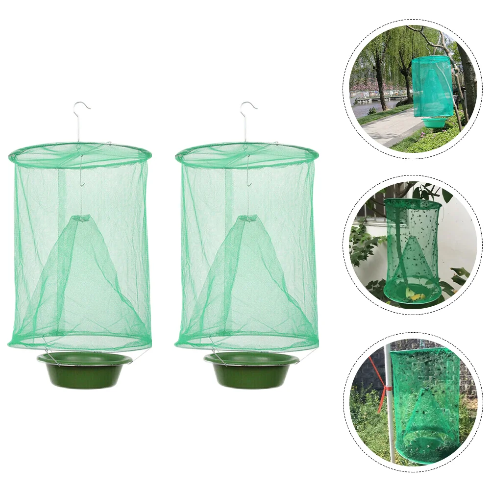 

2 Pcs Outdoor Hanging Pest Catching Cage Bug Cages Type Catcher Flytrap Net Bait Flies Traps