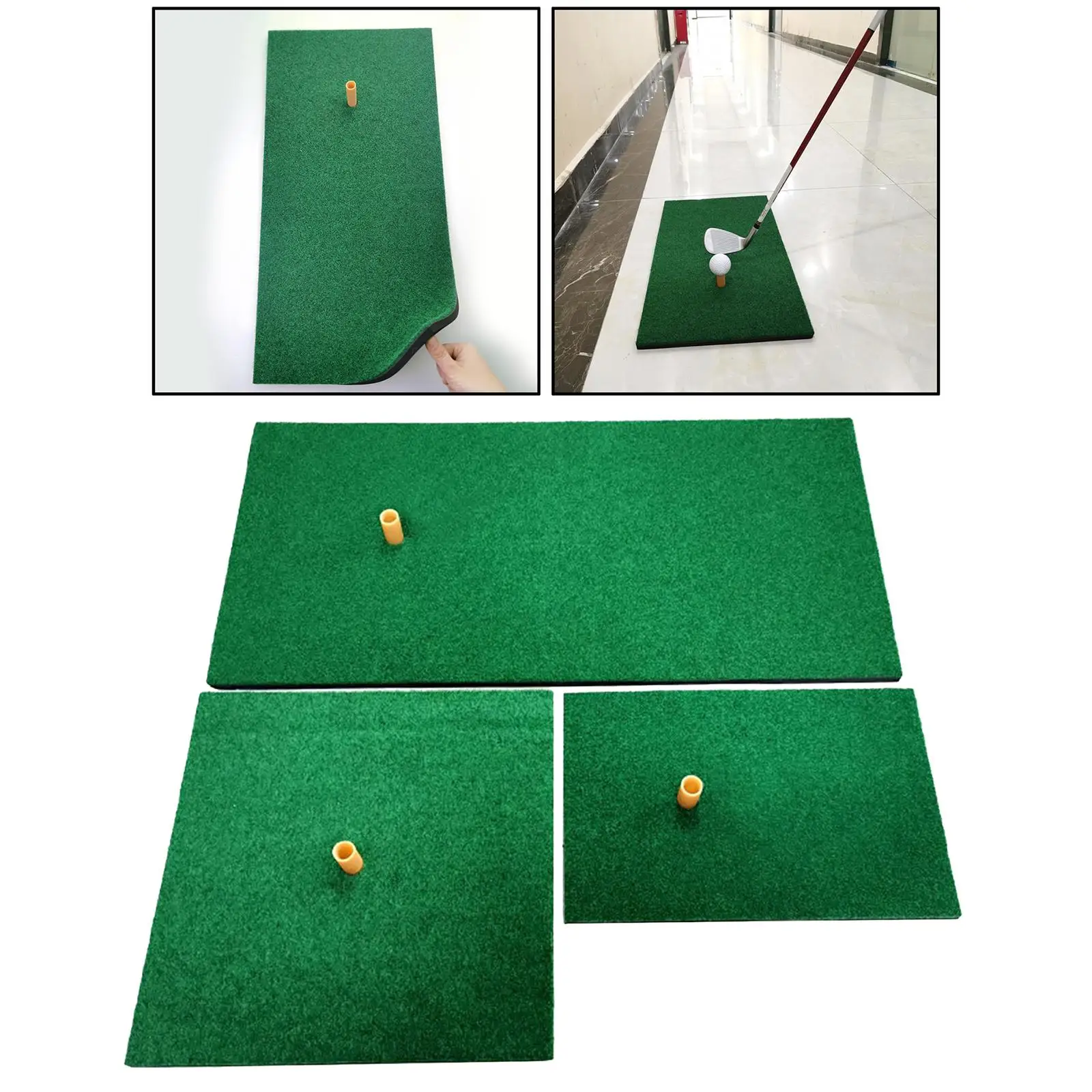 Golf Practice Mat Putting Training Pad Chipping Turf Artificial Grass Tee Holder