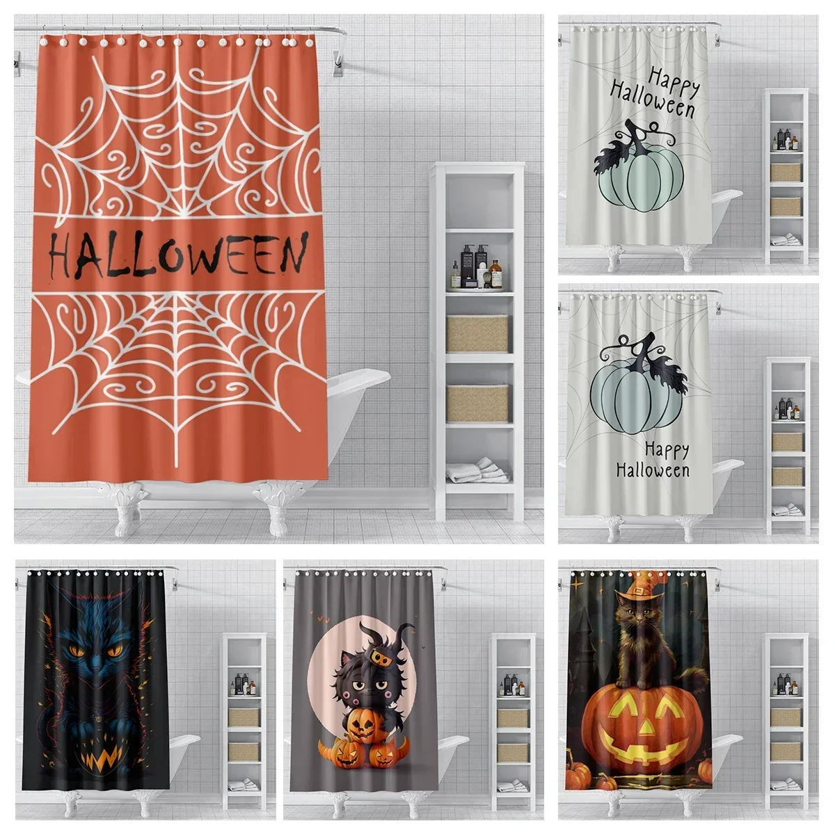 

YXHome shower curtains for bathroom waterproof fabric Modern Nordic style Living Room curtain Halloween Autumn Pumpkin decoratio