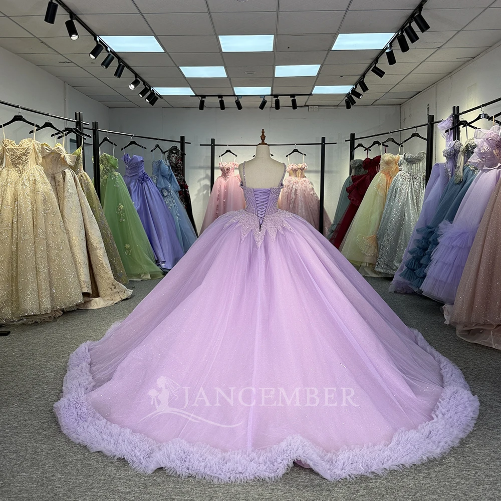 Abiti da 15 anni Abito Quinceanera personalizzato 2025 Perline di pizzo Cinghie per spaghetti Abiti da ballo principessa Sweet 15 16 Abiti DY1323