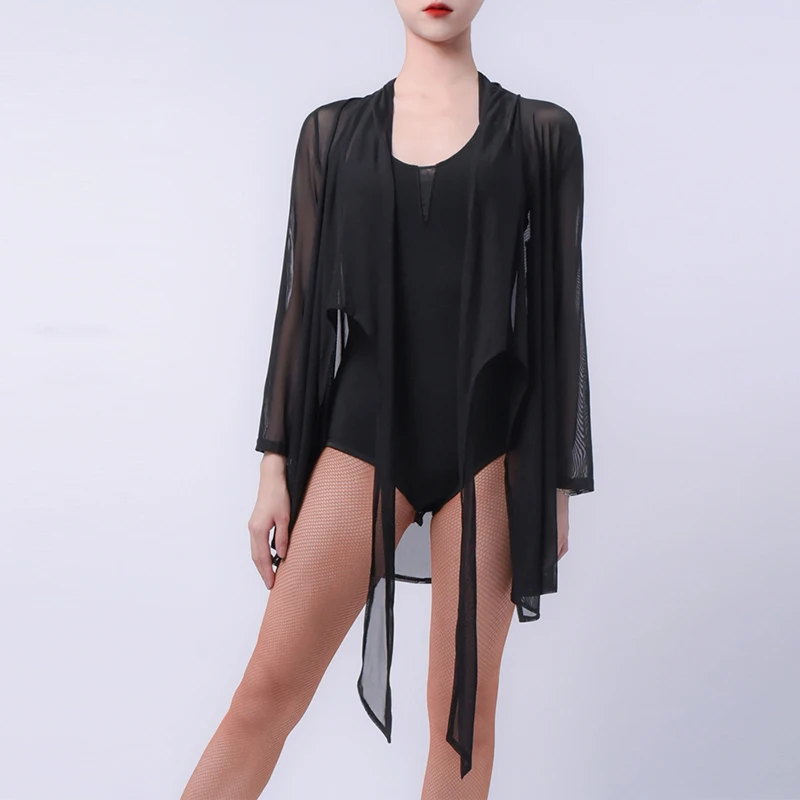 หญิงลาตินเต้นรำสวมใส่เมห์แขนยาวเสื้อแซมบ้ารุมบ้าเต้นรำเสื้อผ้าผู้ใหญ่บอลรูมแทงโก้การฝึกอบรมเสื้อ VDB5749