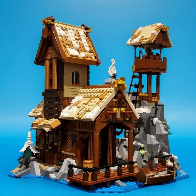 1837 pièces MOC Viking Port maison idées et modèle CUUSOOed jouet blocs de Construction Construction cadeau de noël bricolage brique créative enfants