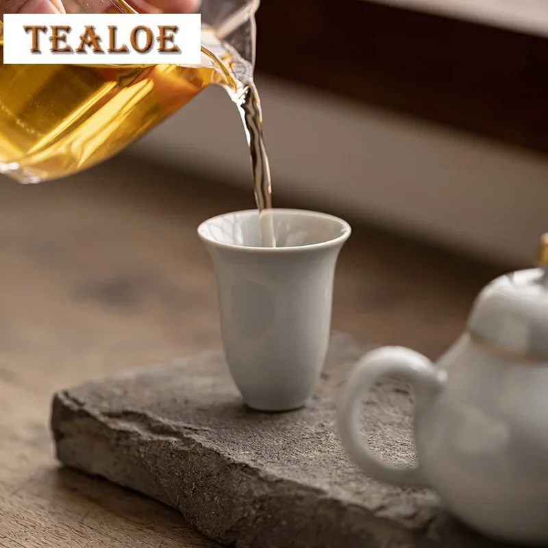 

Dehua 2pc/set 40ml Retro Handmade Ceramic Antique Glazed Master Cups Chinese Kung Fu Teaset Single Small Teacup Tasting Cup