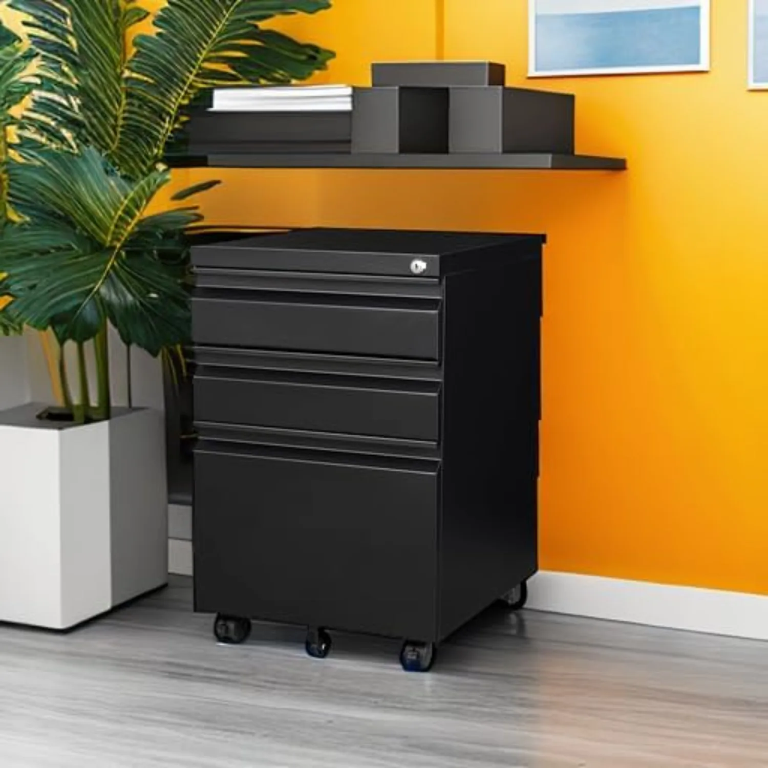 3 Drawer Mobile File Cabinet Under Desk Storage Drawers File Cabinets For Home Office, Office Organization File, Black