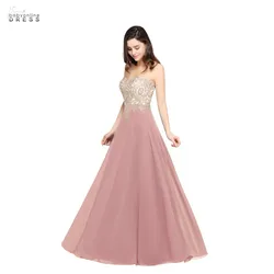 Lace Chiffon Long Evening Dresses Backless Women A-line Sweetheart Beaded Elegant Formal Prom Wedding Party Gown Robes De Soirée