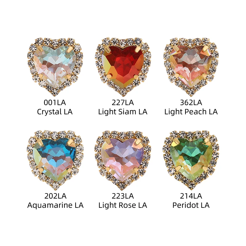 

Glitter Crystal Button Heart Sewing Rhinestones For Jewelry Decoratian Sew On Rhienstone Accessories Colorful Glass Gemstones