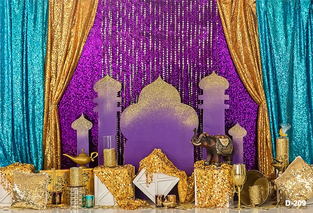 Jasmine Aladdin Princess Arabian Nights Gold Palace Castle Magic Lamp Birthday Party Photo Backgrounds Photography Backdrop