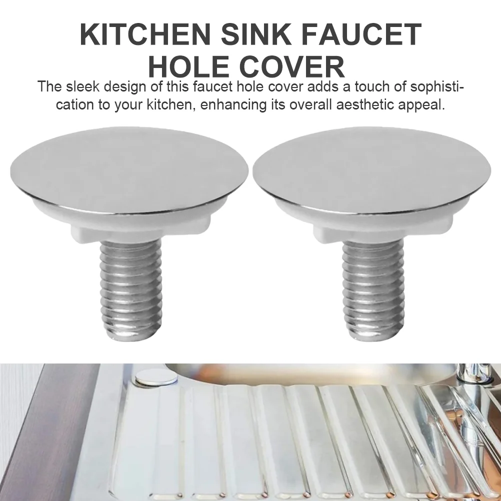 2 Pcs Sink Faucet Hole Covers Dish Basin Caps for Top Holes Kitchen Plastic Counter Space Sleek Design Fits Most Sinks Easy