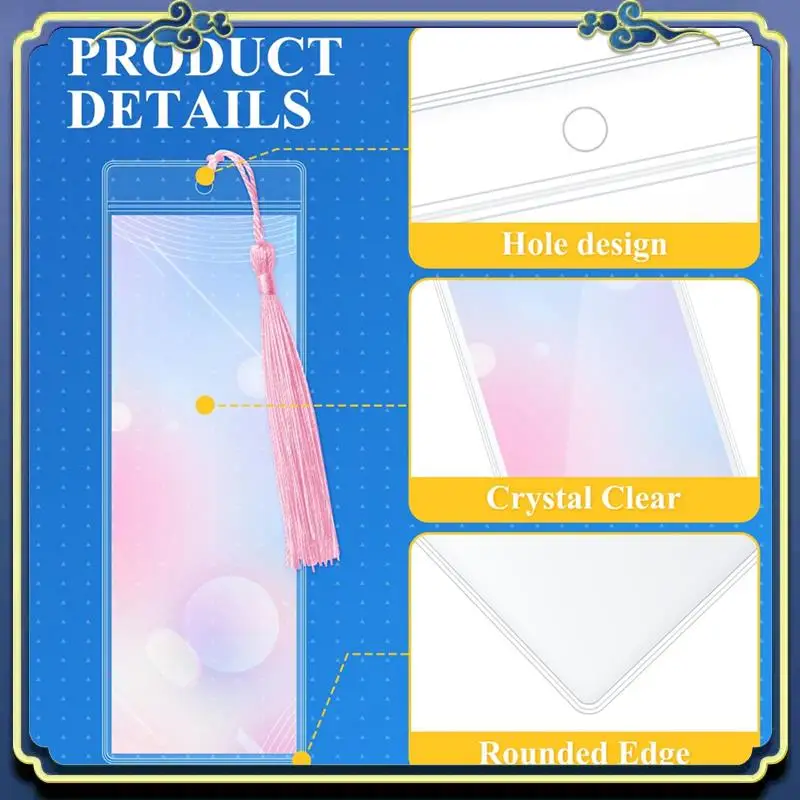 Portable Clear PVC Bookmarks Protective Sleeves Clear Bookmark Sleeves Transparent Protector Film Wedding Photo Strip Sleeve