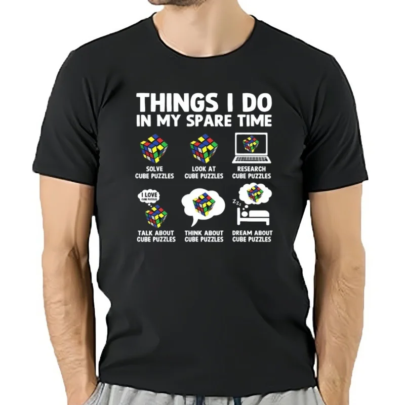 Camisetas de algodão con estampado gráfico de "Eu faço em meu cubo sobressalente Speed Cubing", ropa de verano, novato