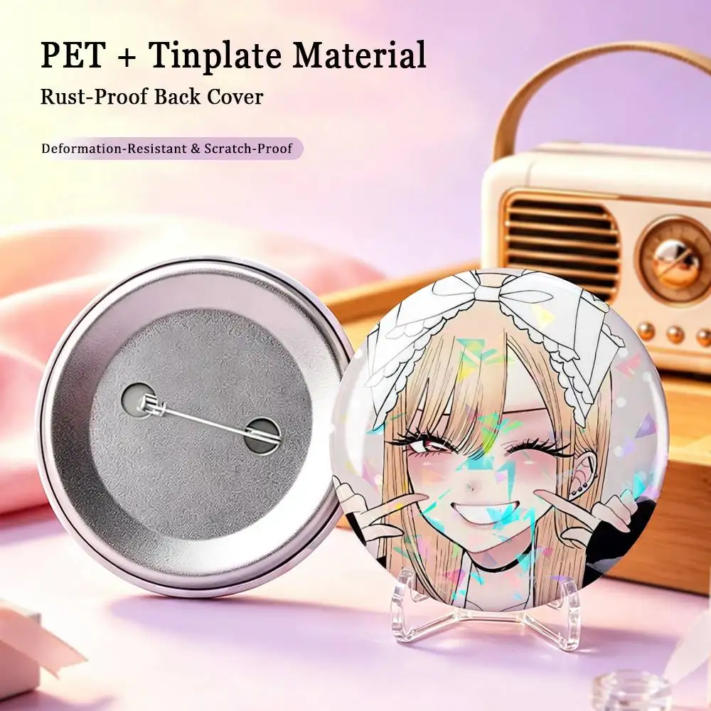 Darling M-Marin Kitagawa My Dress-Up Badges Creative Tinplate Round Button PinsBrooch Badge Clothes Backpack Custom