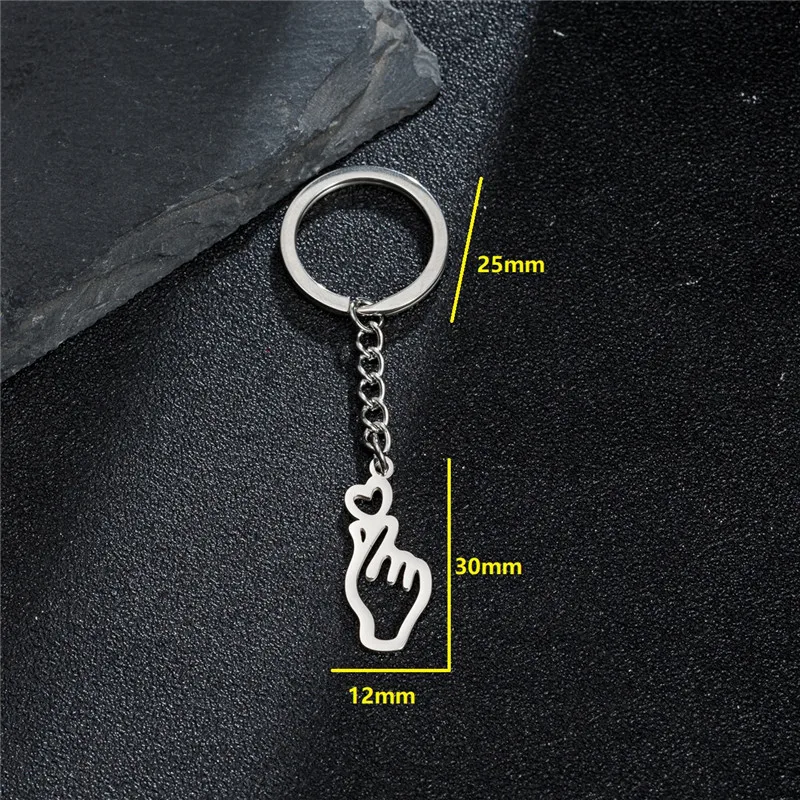 2026 Hip Hop Stainless Steel Keychains Korean Show You Love Gesture Key Chain Bag Car Keyring Couple Jewelry Party Gifts