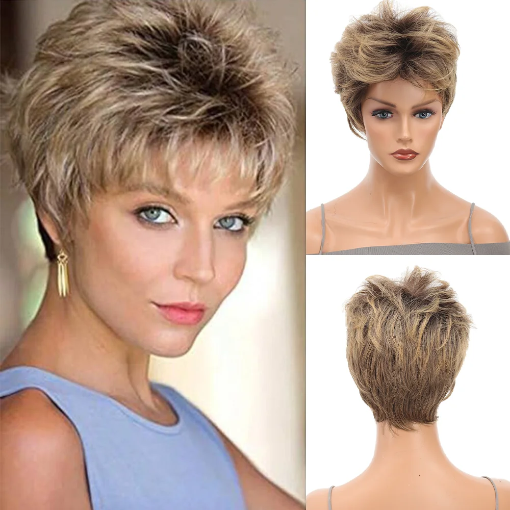 XG Short pixie wig for women, synthetic wig, gradient short headband, short straight wig, short pixie curly wig